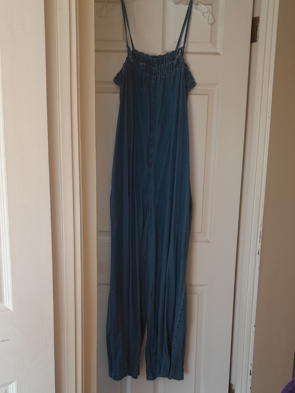 Denim blue jean Jumpsuit pants jumper Spaghetti Straps boho bohemian hippy